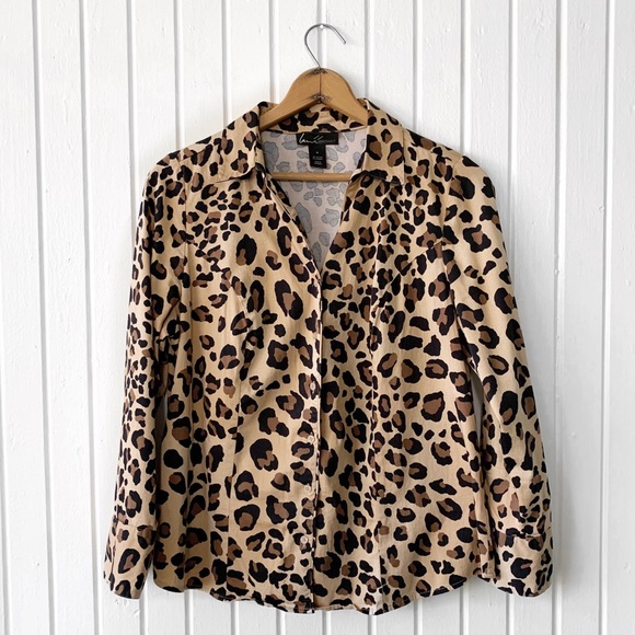 Lane Bryant Cheetah Print Button Down Top